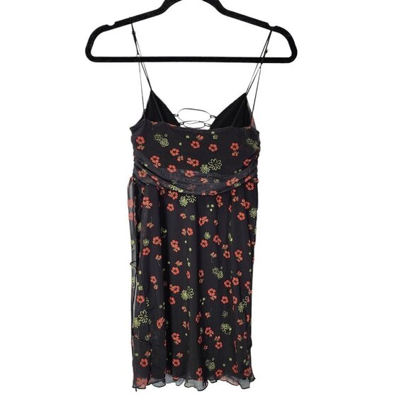 Urban Outfitters NWOT Bright Side Lace‎ Up Mini Dress Black Multi Floral Print S - Picture 4 of 16